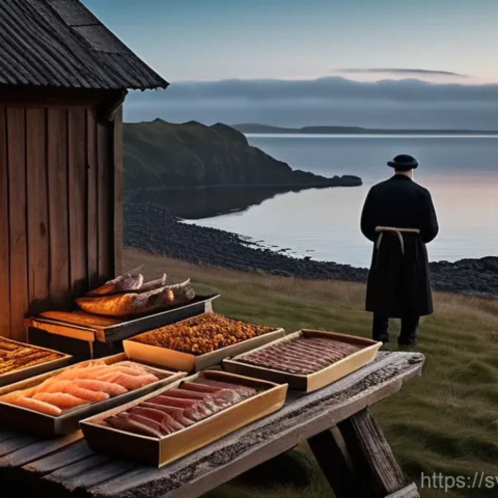 훈제 기법의 활용 사례 연구 - **Prompt 1: "The Ancestral Art of Nordic Smoking."**
An evocative image depicting a traditional ...