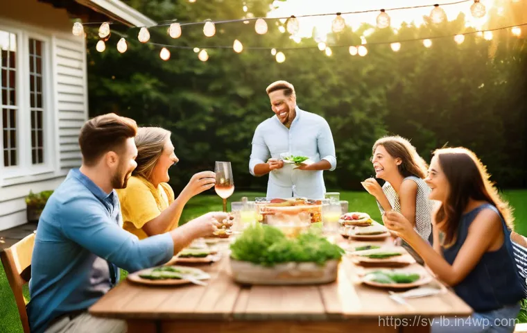 훈제 기법의 다양한 응용 방법 - **Prompt:** "A vibrant, outdoor BBQ scene in a sunny backyard, featuring a modern smoker with subtle...