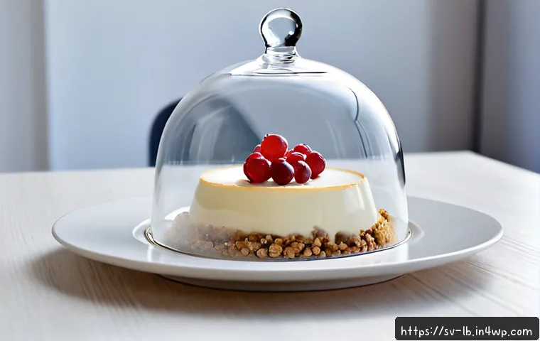 훈제 기법으로 만드는 디저트 - Photorealistic close-up of a smoked vanilla panna cotta served in a clear glass, delicate wisps of a...